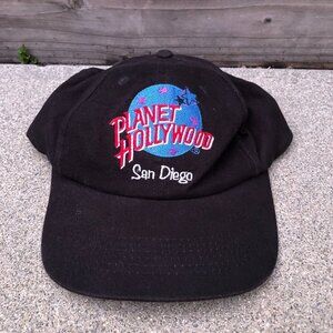 Vintage 90s PLANET HOLLYWOOD San Diego Snapback Hat Black Cap Retro​​​​​